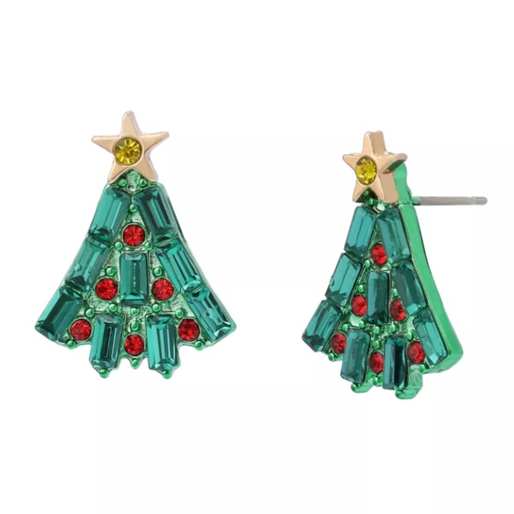 Betsey Johnson Santa Baby Christmas Tree Earrings New